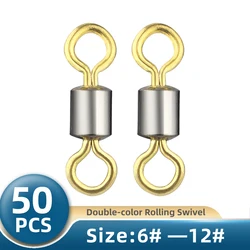 TIANNSII 50 Uds pesca gira bola rodamiento rodante giratorio anillo sólido pesca gancho mosquetón conector Snap para carpa abordar