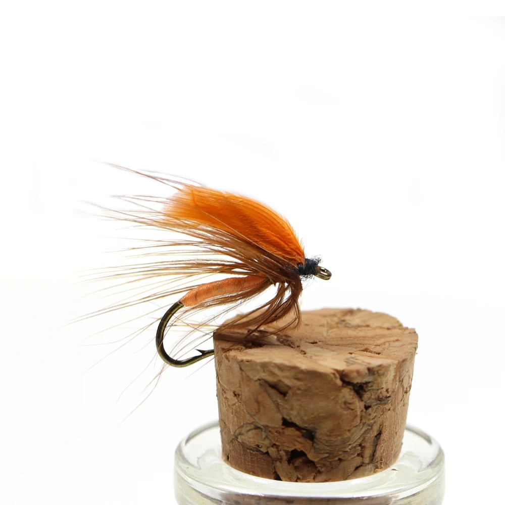 ICERIO-señuelos de pesca con mosca de trucha, Lumo de ala naranja, cuerpo naranja, moscas húmedas, #12, 6 piezas, 10 piezas, 20 piezas