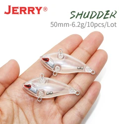 Jerry Shudder-Señuelos de Pesca ultraligeros, 10 piezas, 50mm, Cuerpo en blanco, sin pintar, vibración de hundimiento, Crankbait VIB con ojos