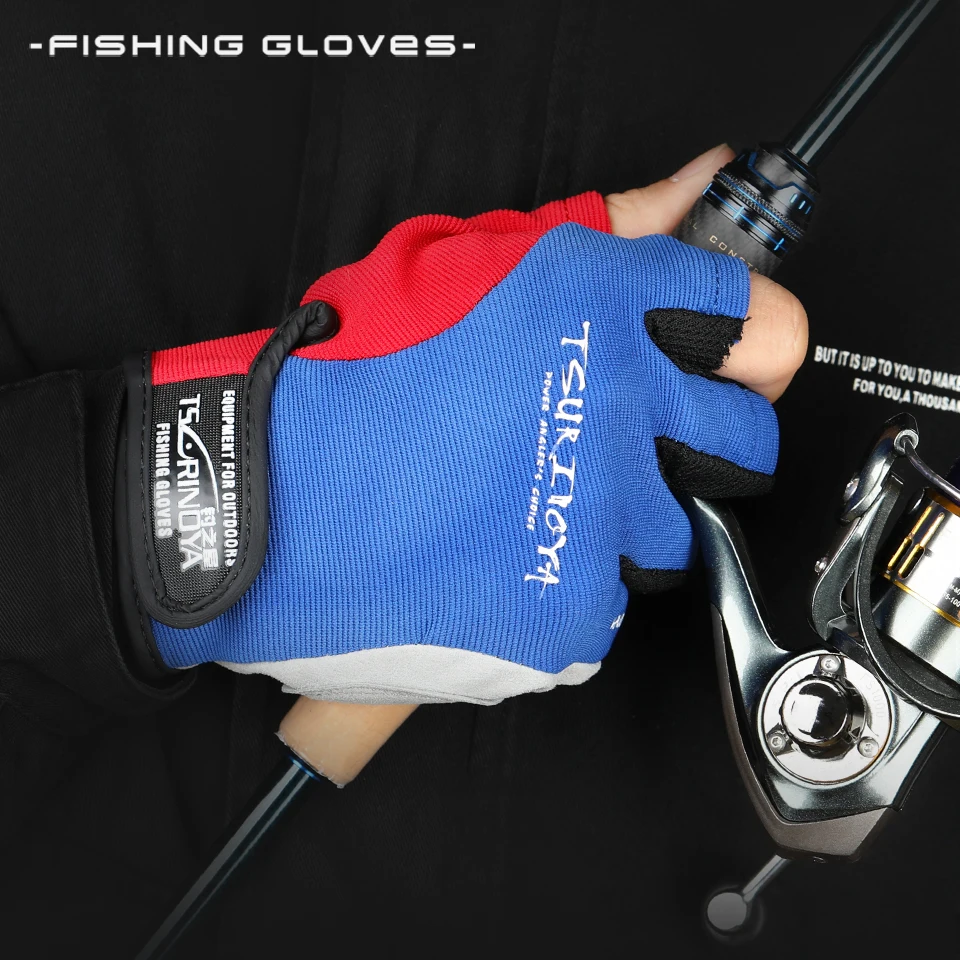 TSURINOYA-guantes de pesca de dedo completo, 3 dedos cortados, para exteriores, senderismo, remo, conducción, canoa, remo, antideslizantes, señuelos deportivos - imagen 3