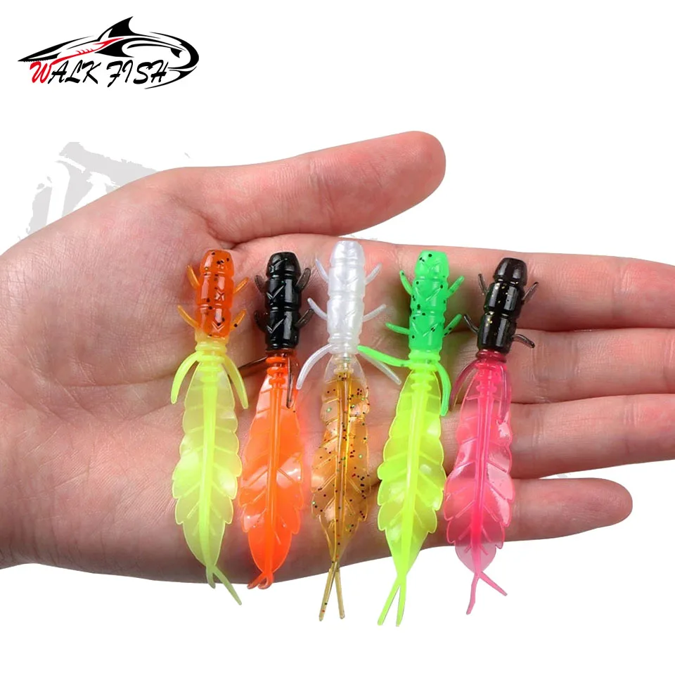 WALK FISH-señuelo de trucha suave, cebo de silicona Wobbler, Swimbait, cebos de gusano Artificial, 75mm, 1,3g, 5 uds. - imagen 3
