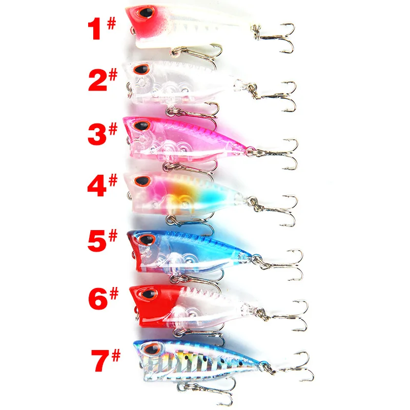 Señuelo de pesca Artificial Popper, 1 unidad, 4cm, 3,3g, Crankbait, Wobblers, gancho de acero de alto carbono - imagen 2