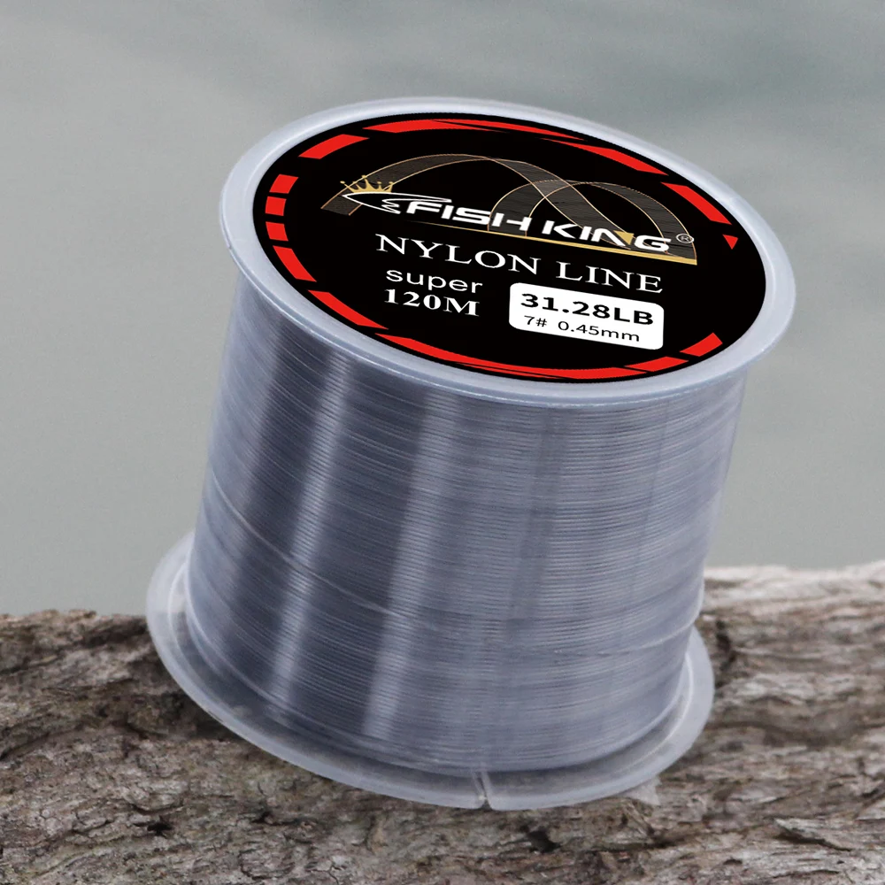 FISH KING-sedal de pesca de nailon, 120M, 5 colores, 4,13LB-34,32LB, línea de carpa, monofilamento extra fuerte, sedal de pesca de mar, Japón