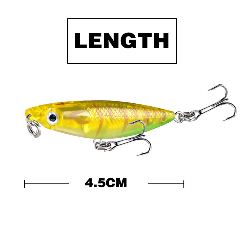 Señuelos duros de Pike para pesca, cebos artificiales con anzuelo triple, aparejos para nadar, 1 unidad, 4,5 cm, 1,8g