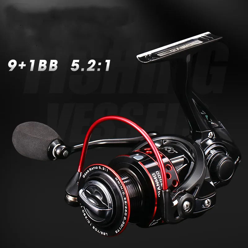 Carrete giratorio con línea, carrete ligero de aluminio CNC, 9 1BBs, rueda de agua salada, carretes de pesca de carpa, carrete de anclaje - imagen 2