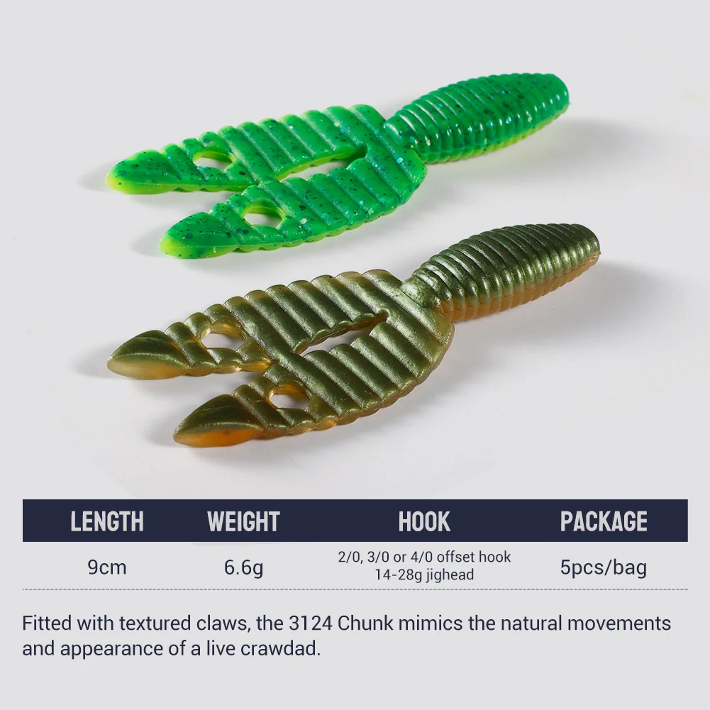 NOEBY-remolque de 9cm y 6,6g, cebo suave, señuelo de pesca de cangrejo, cebos artificiales de silicona, plantilla de camarones, remolque para Señuelos de Pesca de lubina - imagen 2