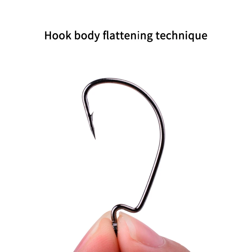 Juego de anzuelos de pesca de acero al carbono, 50 unids/caja, de manivela ancha, señuelo de gusano suave, con púas, aparejos de pesca de carpa - imagen 5