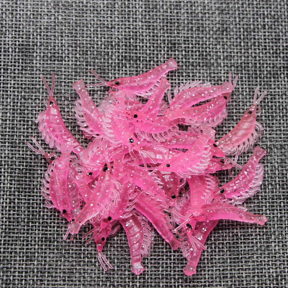 Estos vibrantes cebos rosa en forma de camarones son perfectos para los entusiastas de la pesca