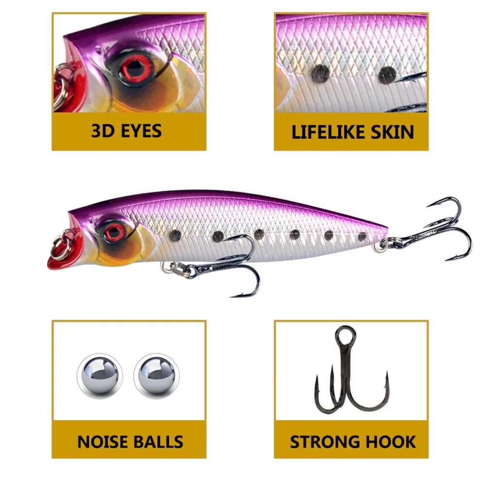 Señuelo de Pesca Popper flotante, anzuelos artificiales de 11,5g y 9,5 cm, Wobblers duros, 1 pieza, 6 # - imagen 3
