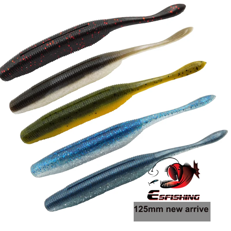 KESFISHING-señuelo de pesca que se hunde con cola, cebo de silicona Artificial suave, Wobbers de 125mm para pesca de lubina, el mejor señuelo - imagen 3