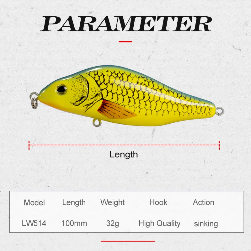 Hunthouse-señuelo duro de pesca, cebo duro de 100mm, 32g, crankbait, Wobbler, Walk The Dog para aparejos de pesca de lubina - imagen 2