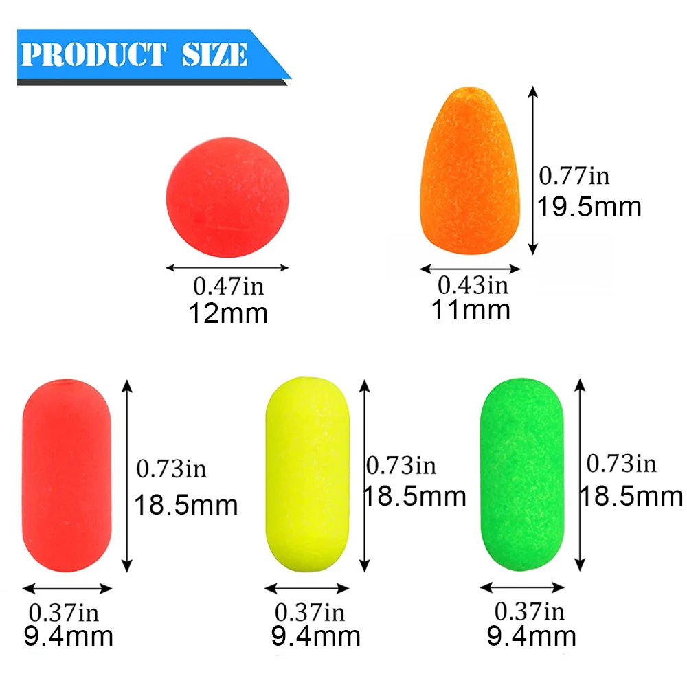 Flotador de pesca de espuma de 20 piezas, indicador de huelga, boyas flotantes para pesca con mosca, flotadores para pesca de bagre, aparejos de pompano - imagen 3