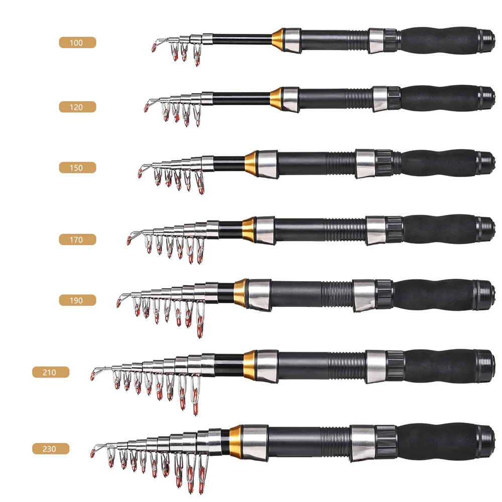 Mini caña de pescar de mar ultracorta para señuelo, vara de hielo de bolsillo telescópica de 1M-2,3 M para viaje, agua salada y dulce - imagen 4