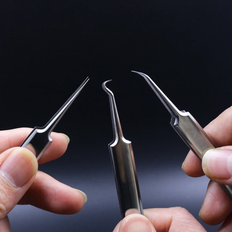 Juego de 3 unids/set de pinzas para atar moscas de alta calidad con punta Superfina, pinzas antiestáticas, curvadas y rectas, kit de herramientas para atar moscas - imagen 4