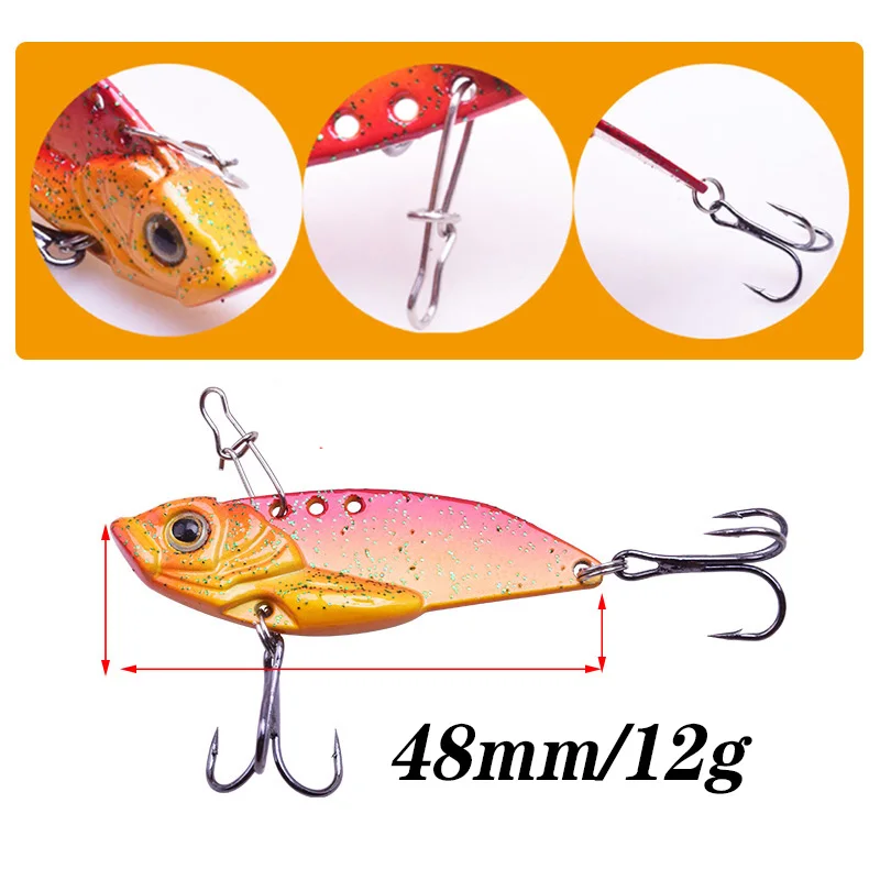 Señuelos de Pesca de Metal VIB, cebo duro Artificial Minnow Jig Vibration Wobbler para lubina y carpa, aparejos de pesca, 48mm, 12g, 1 pieza - imagen 2