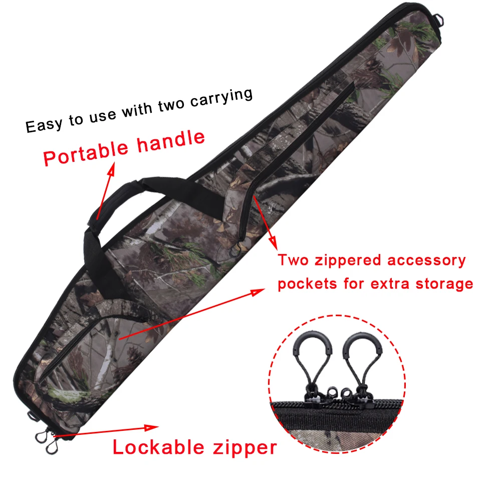 Funda suave de camuflaje de hoja de arce para Rifle, bolsa táctica negra para arma de caza y Tiro, de 48, 52 y 44 pulgadas