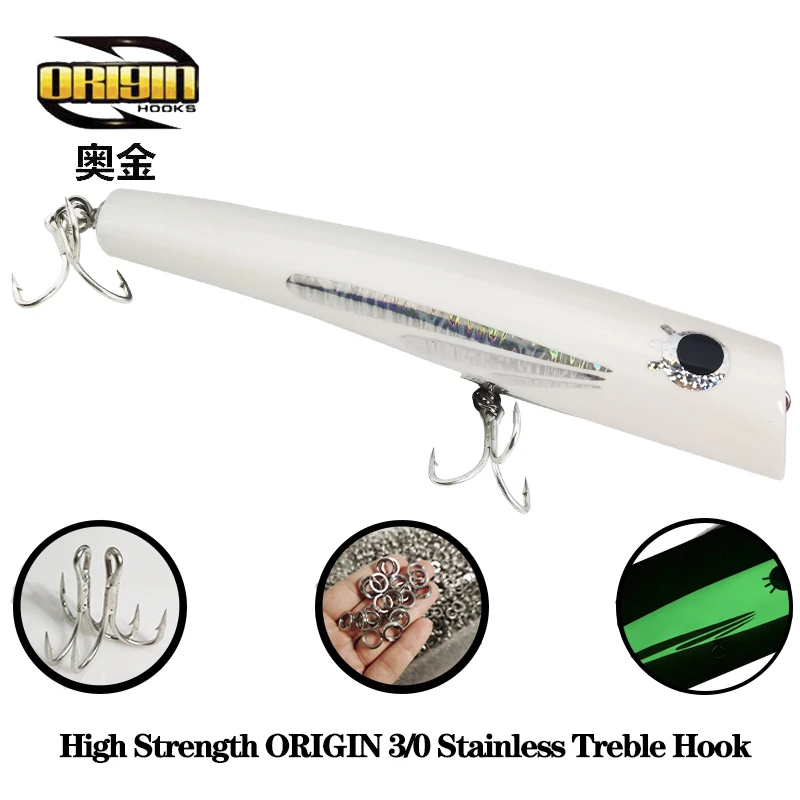 OBSESSION Origin-anzuelos Popper de pesca, de 120g señuelo de madera, superficie de cebo de arrastre, duradero, lerrue - imagen 3