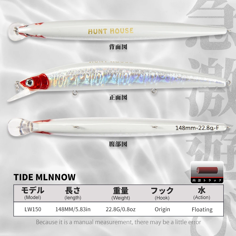 Hunthouse tide slim wobblers minnow 148mm 22,8g pececillo flotante señuelo de pesca cebo duro isca lubina señuelo brochet playa pescado - imagen 3