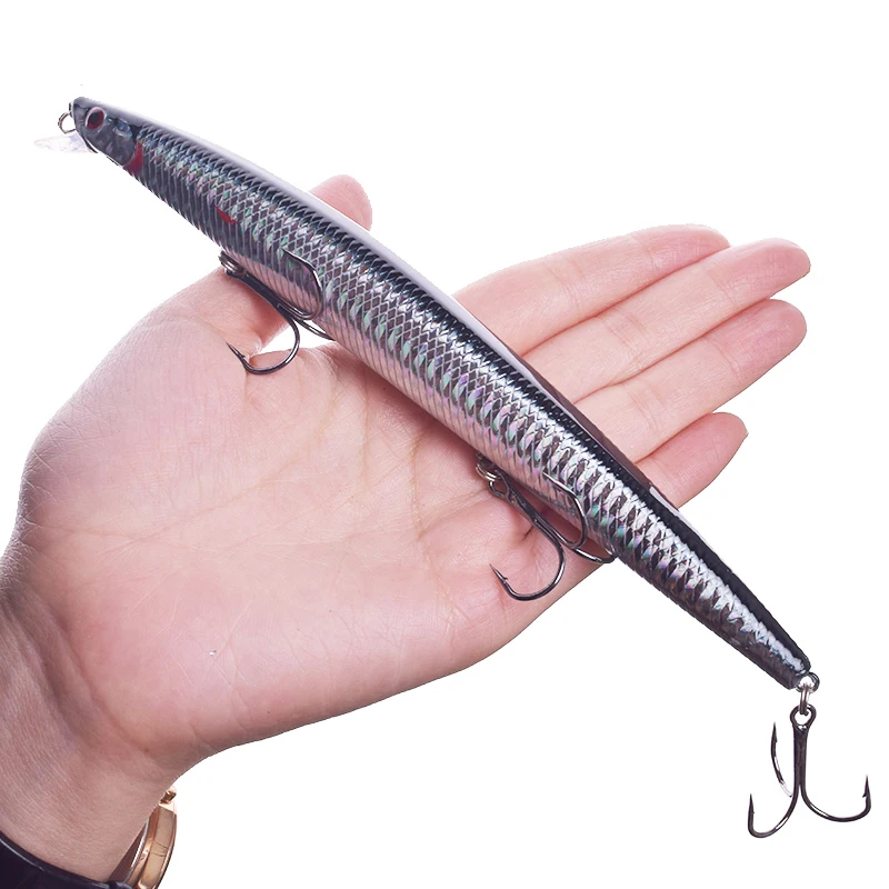 Juego de señuelos de pesca de pececillos de colores mezclados, anzuelos triples de acero de alto carbono, cebo falso realista, Wobbler Crankbait, 18cm, 24g, 10 unidades por lote - imagen 2
