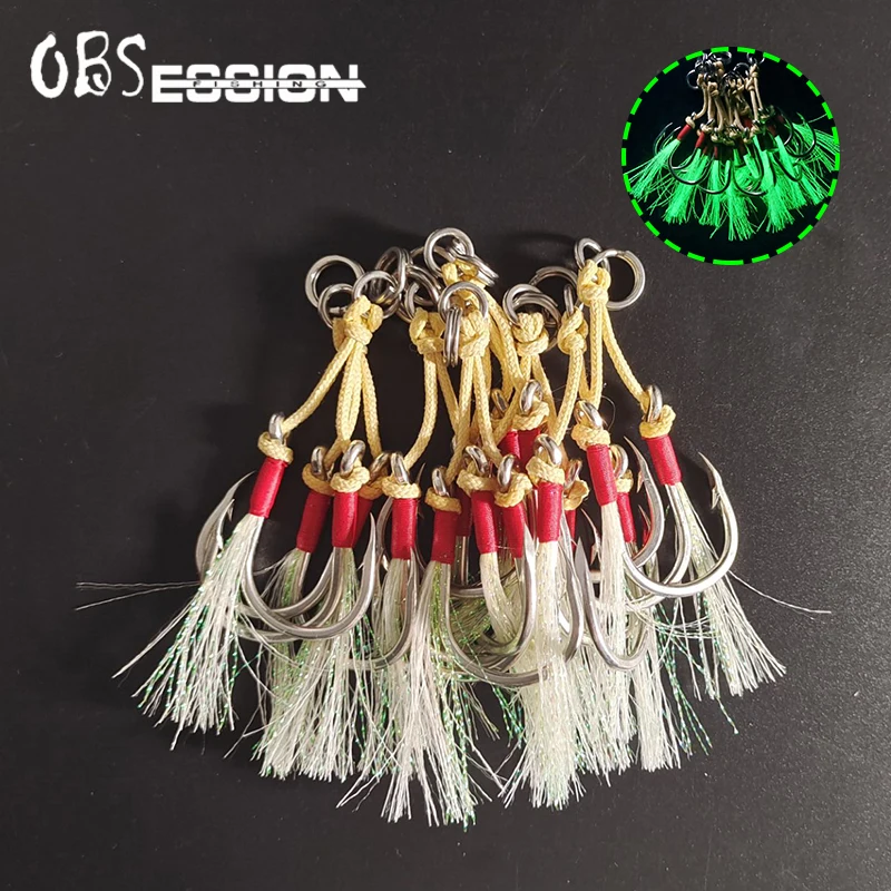 Anzuelo de pesca de plumas de acero de alto carbono, 2 unids/bolsa, individual, doble púas, anzuelo de ayuda, 2/0, 3/0, 4/0, 5/0 - imagen 2