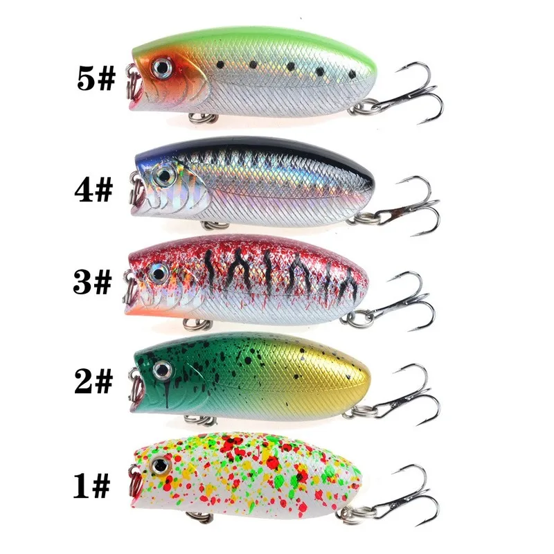 Señuelos de Pesca de 5,5 cm/10,4g Topwater Popper, cebo duro de 5 colores, Wobblers artificiales, aparejos de pesca de plástico, 1 ud. - imagen 5