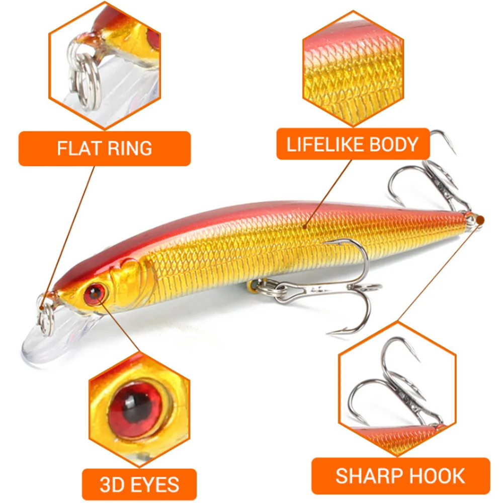 Señuelo de pesca flotante de plástico, cebo duro Artificial, Crankbait, lubina, anzuelos triples, aparejos, 10cm, 8,3g, 1 unidad - imagen 3