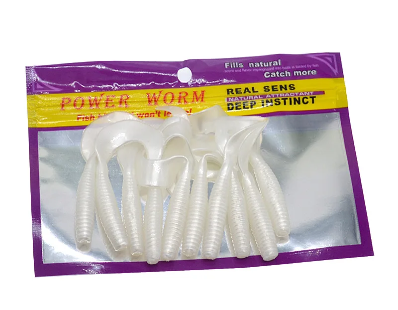 Señuelo de pesca suave, cebo de gusano que brilla en la oscuridad, 6cm, 7cm, lote de pesca nocturna, 10 piezas - imagen 2