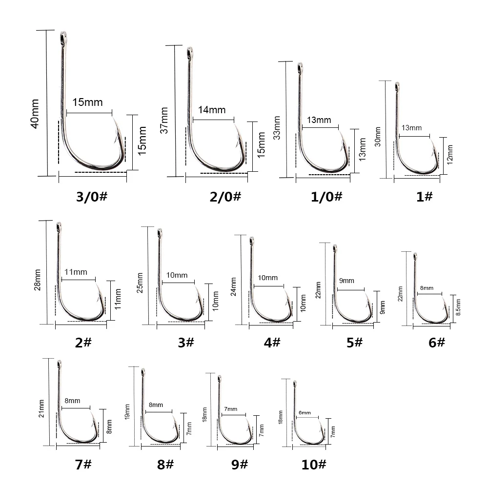 Señuelo de pesca de acero con alto contenido de carbono, anzuelos con púas anilladas, soporte de cebo, accesorios de gancho de gusano 3/0 #-10, 8-12 piezas - imagen 3