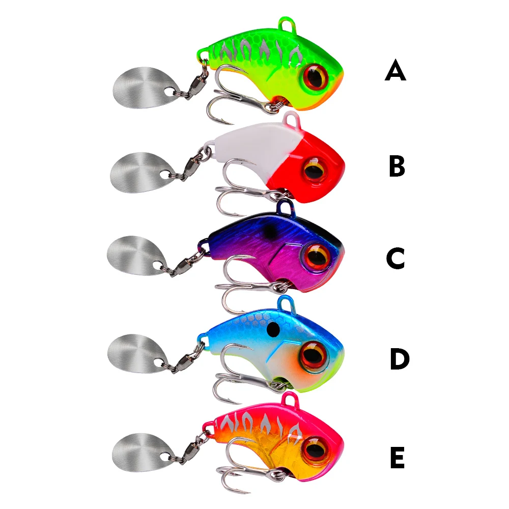 PROBEROS-señuelo de pesca de Metal, Mini cuchara VIB, 6g-15g-28G, Pin Crankbait, vibración, Spinner, hundimiento, cebo con lentejuelas para lubina, 5 unids/lote - imagen 4