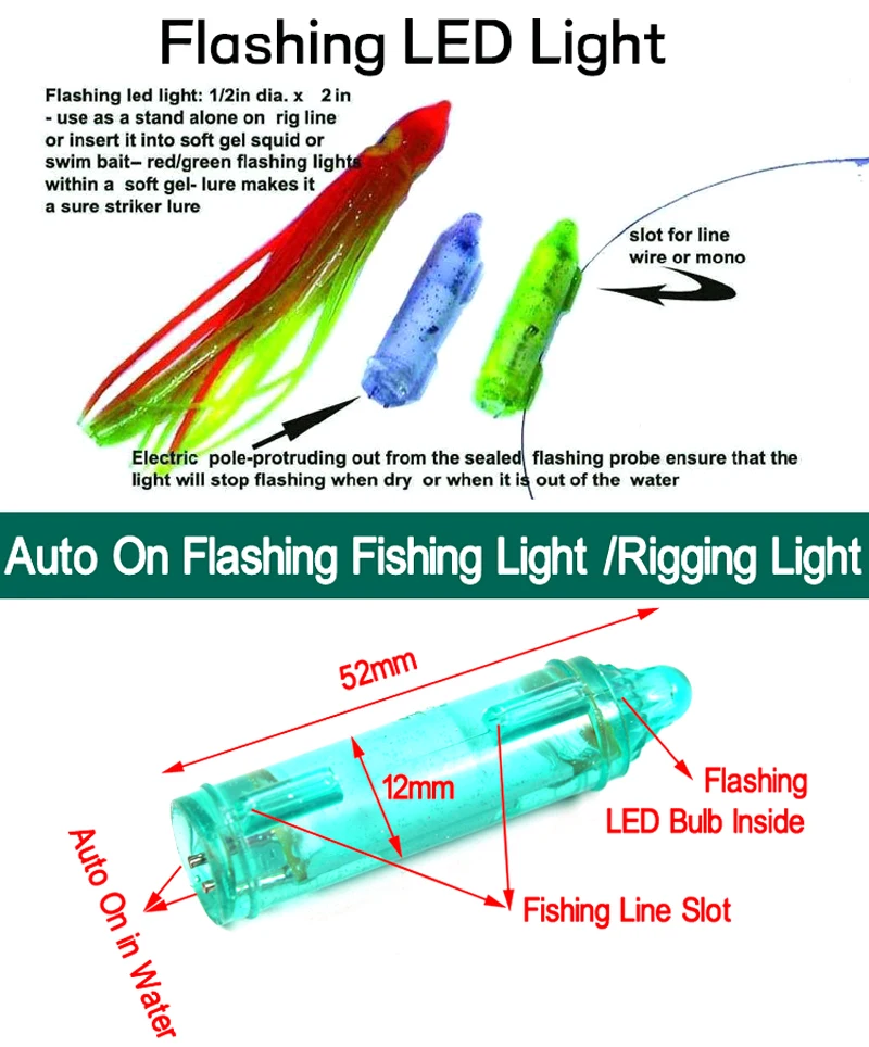 Wifreo-minilámpara de pesca subacuática, luz LED intermitente de pulpo, señuelo, luces de calamar para recolección de peces, aparejos de pesca de agua salada, 5 uds. - imagen 4
