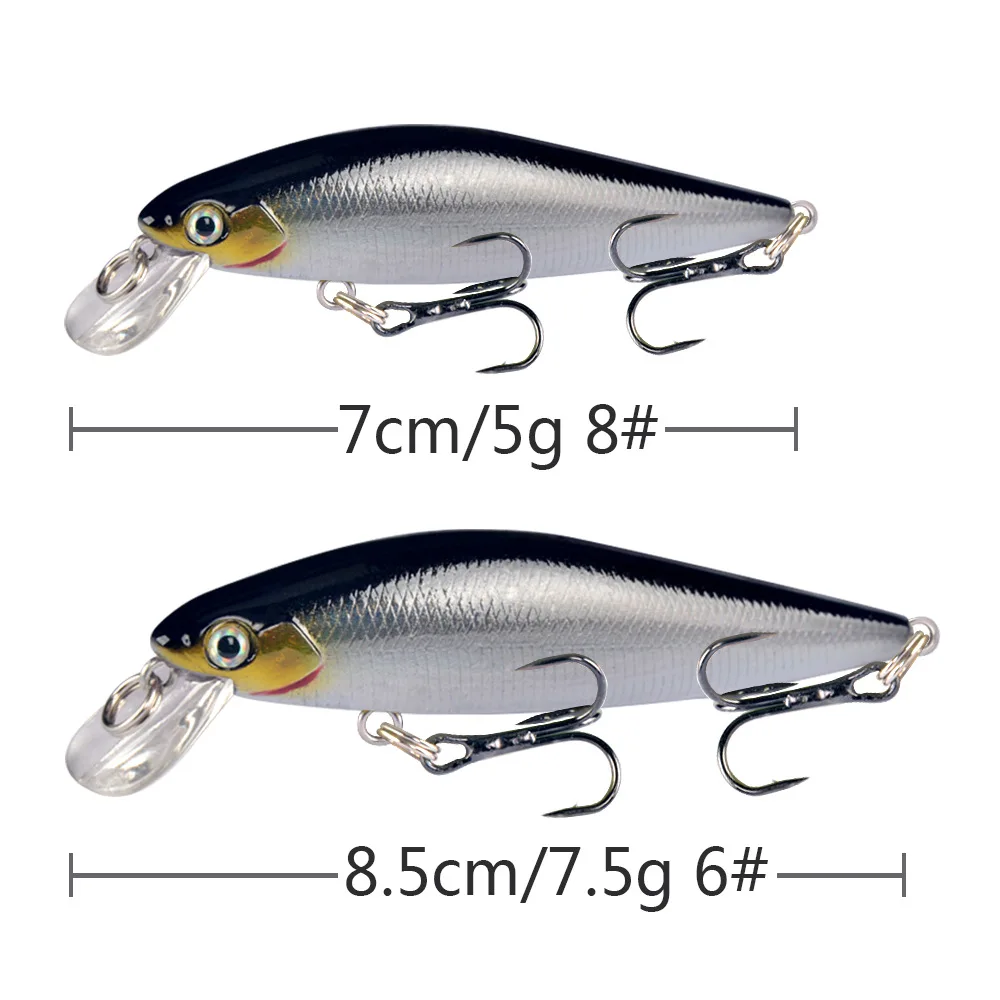 Señuelos de Pesca Minnow, cebo duro de 7cm/8,5 cm, anzuelo de Lucio Wobbler, cebos artificiales de plástico para aparejos de pesca Crankbait, 1 pieza - imagen 5