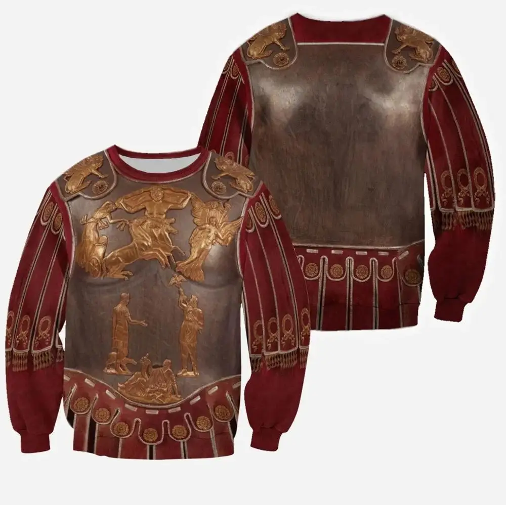 Sudadera Capucha 3D Armadura Romana Harajuku Streetwear Masculina - imagen 4