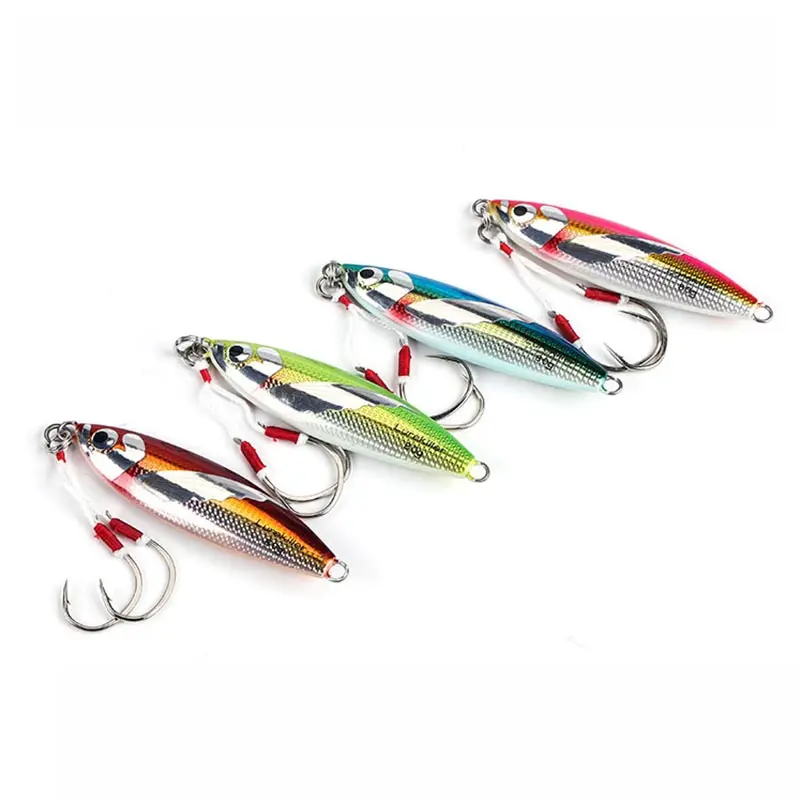 Jigging lento de metal para pesca, Señuelos falsos de 40g, 60g, 80g, 100g, láser para agua salada - imagen 2