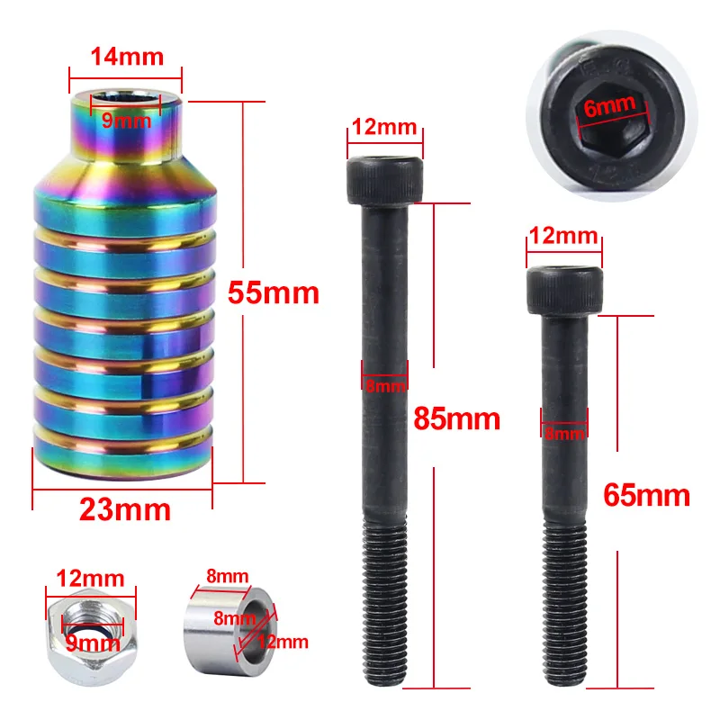 Mosodo-clavijas de patinete profesional, piezas de aluminio para patinete acrobático, reemplazo con eje, accesorios para Scooter, 2 unids/set por juego - imagen 2