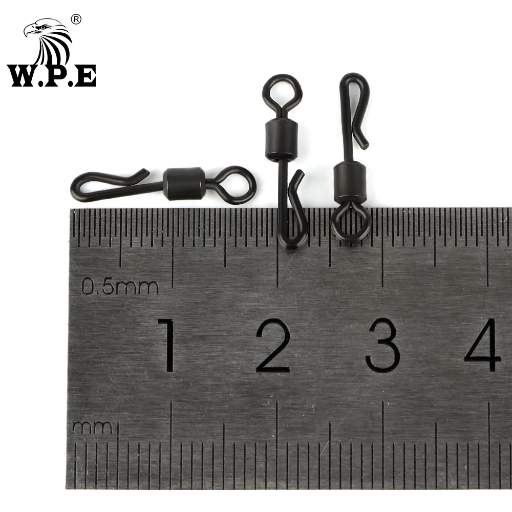 W.P.E-accesorios de Pesca de carpa, accesorio giratorio de cambio rápido de cuerpo largo en forma de Q, color negro mate, 1 juego/30 Uds. - imagen 4