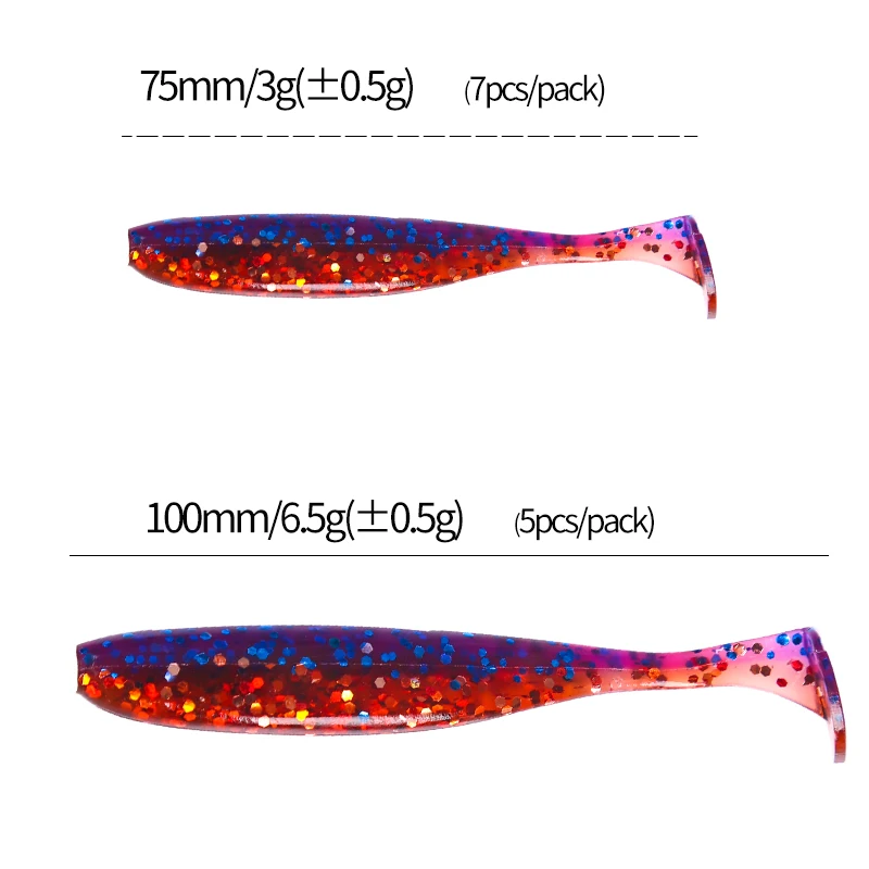 Easy Shiner-Señuelos de Pesca de 75mm/100mm, señuelos blandos de pesca de carpa Wobblers, cebos artificiales de silicona de doble Color - imagen 2