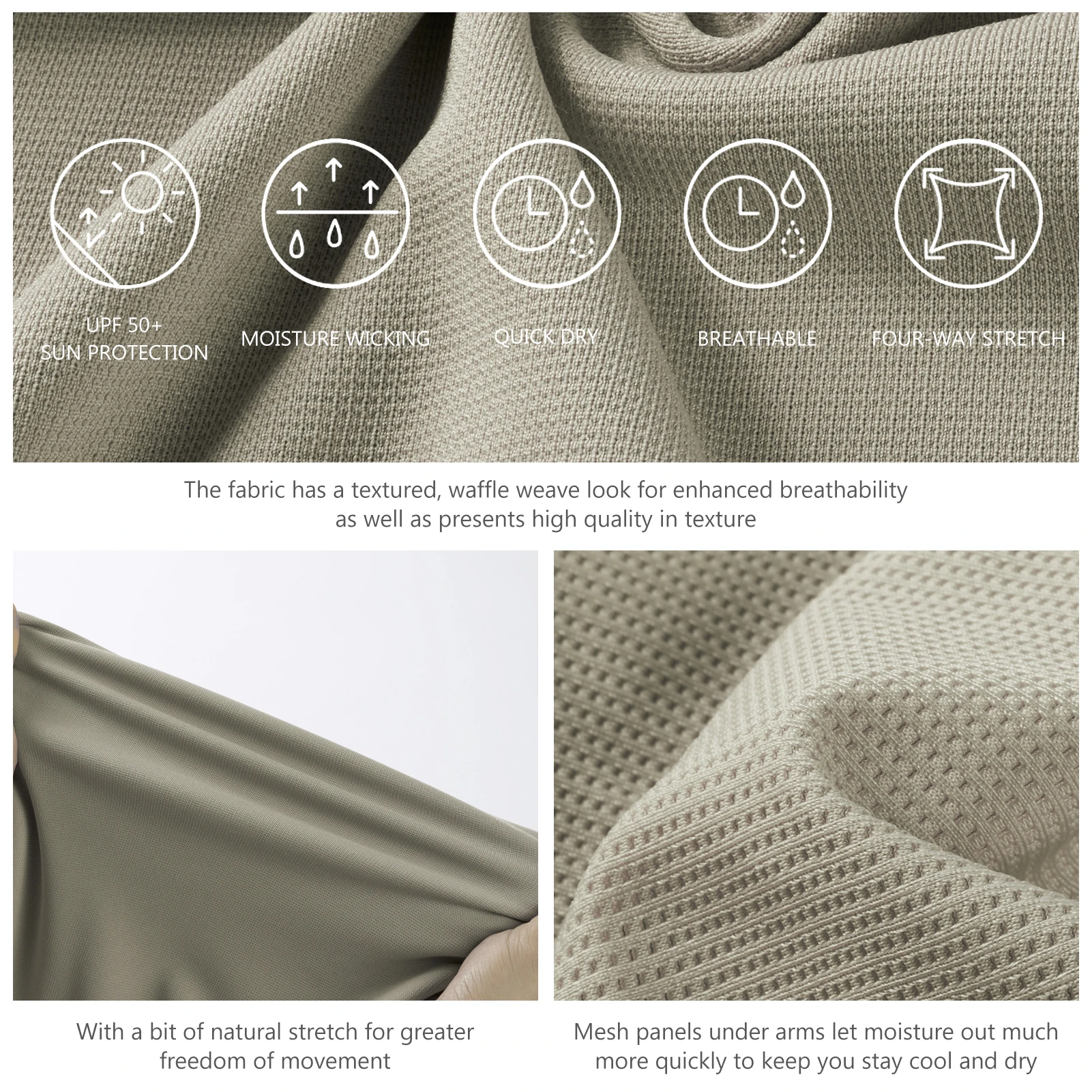 Lightbare-Polo de rendimiento UPF 50 para hombre, camisa de piqué táctica de manga larga, secado rápido, absorbe la humedad - imagen 5