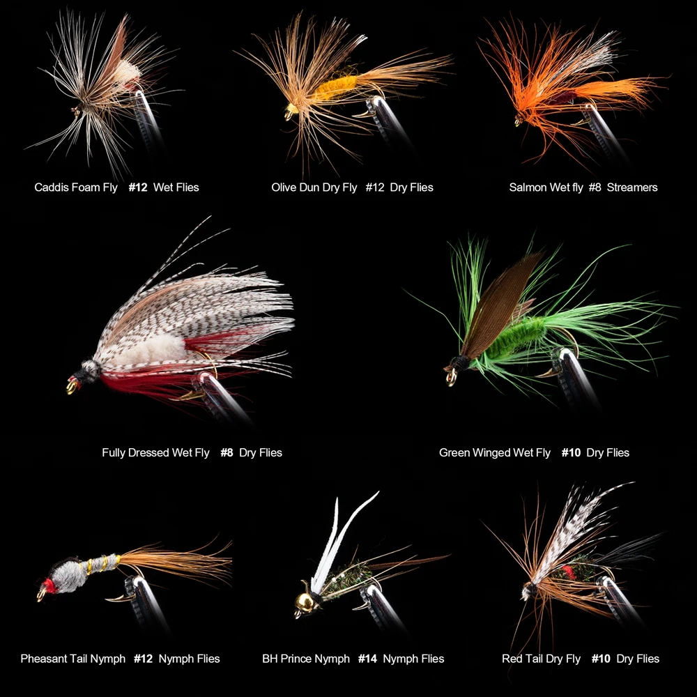 Goture 76 unids/set Señuelos de Pesca con mosca para trucha salmón seco húmedo ninfa Streamer moscas cebo aparejos de pesca con mosca Accesorios - imagen 3