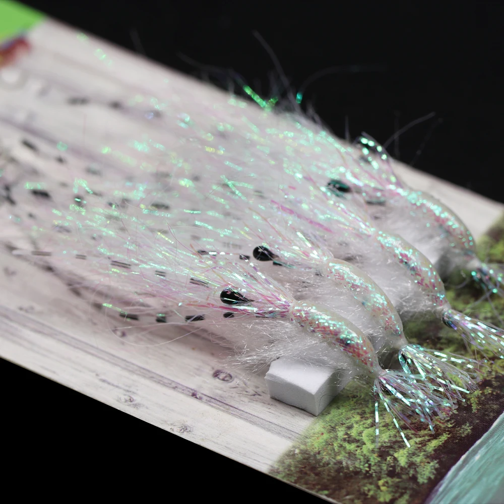Bimoo 4 Uds salado Krystal Flash camarón mosca parte trasera luminosa alas de hielo piernas lubina trucha salmón señuelo cebo # 2 # 4 # 6 # 8 # 10 - imagen 2