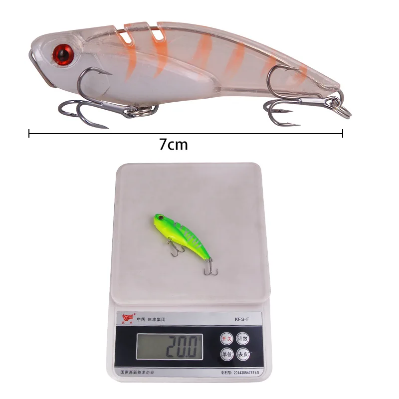 Señuelo metálico de hoja VIB, 1 piezas, 7cm, 20g, ojos 3D, lápiz, cuchara, balanceador, señuelo de pesca, cebo duro, aparejos de pesca con gancho - imagen 5