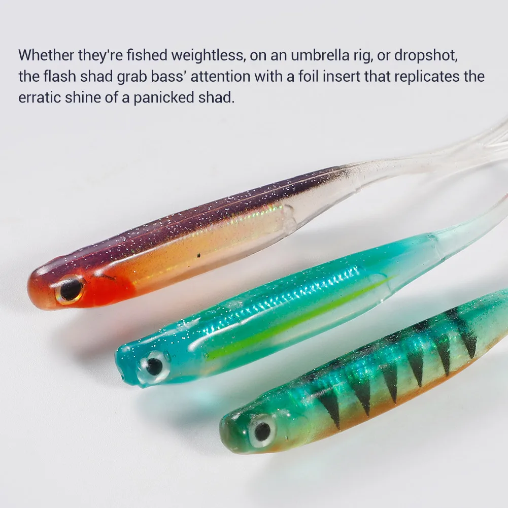 NOEBY-señuelo blando de silicona, pececillo, cola en T, láser interior, cebos artificiales, Swimbait para lubina, pesca en el mar, 75mm, 115mm - imagen 4