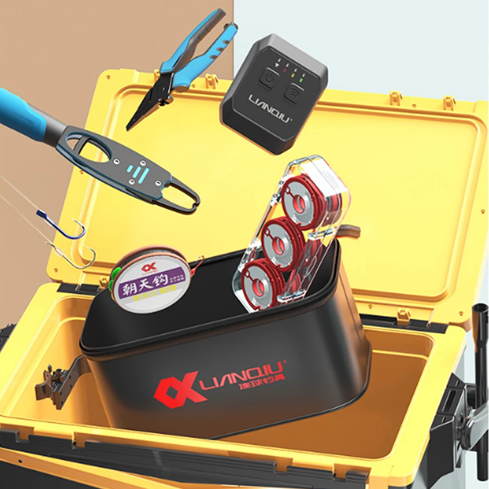 Caja de Herramientas de pesca EVA, bolsa organizadora de cebo de pesca, cajas de peces vivos, contenedor de agua para acampar, aparejos, bolsa de almacenamiento portátil, X541 + D - imagen 4