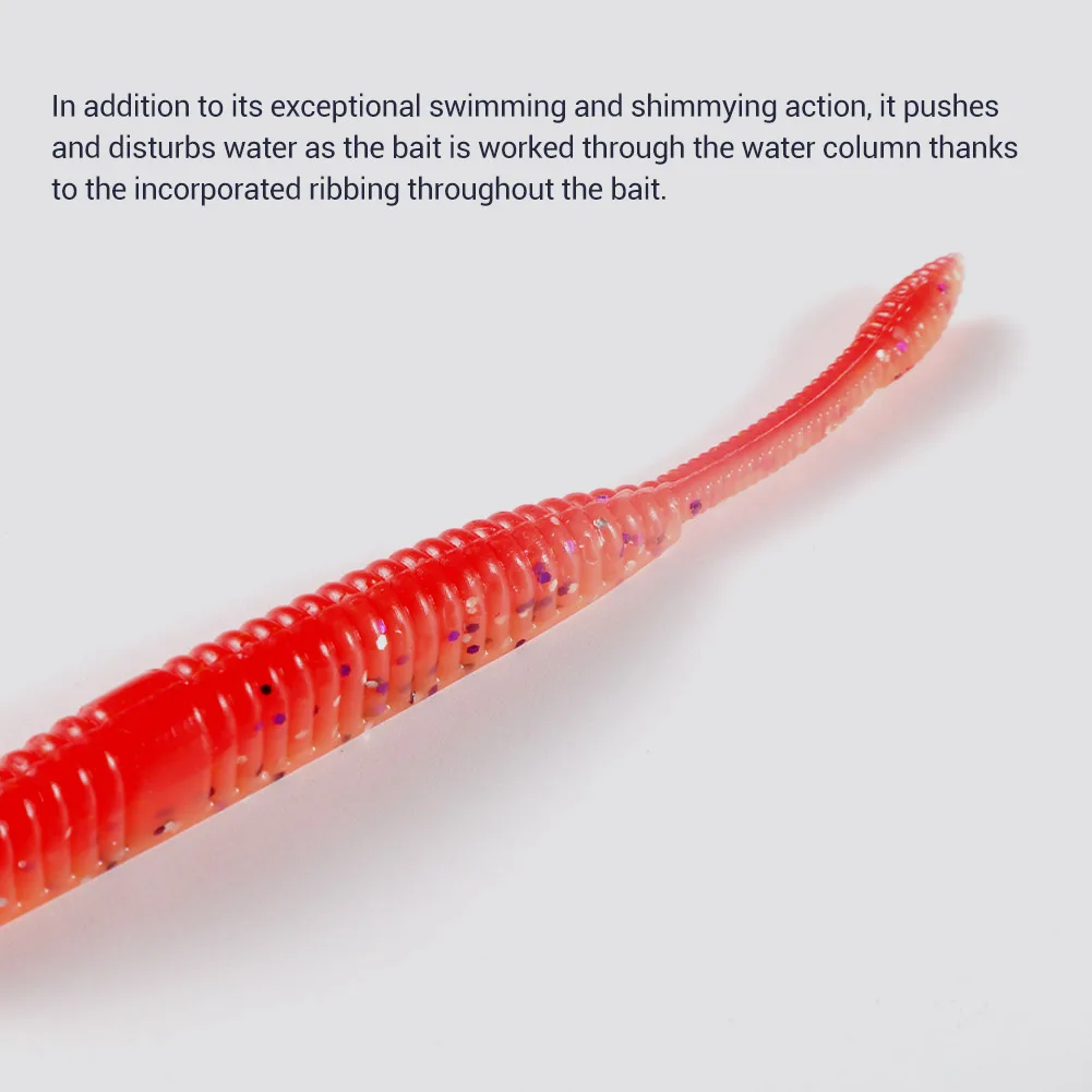 NOEBY-Señuelos de pesca con gusanos, cebo suave de silicona, Wobblers sin plomo, cabeza de plantilla, aparejo Texas, Swimbait, brillo de agua aplana, 9,5 cm, 3,5g - imagen 5