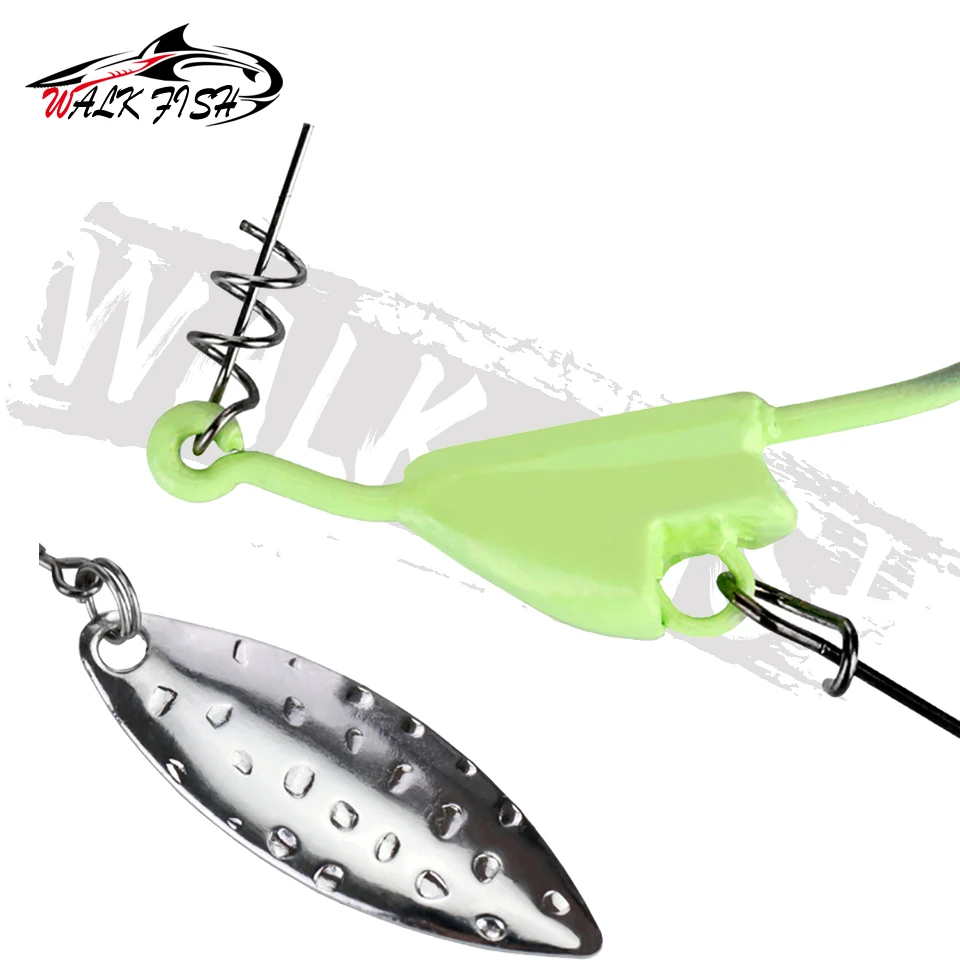 WALK FISH-señuelo de pesca con cabeza plomada, anzuelo de 5g, 6,5g, 8,5g, 12g con cucharas de hoja Salix, anzuelos de gusano giratorios que se hunden, 2 unids/lote - imagen 4