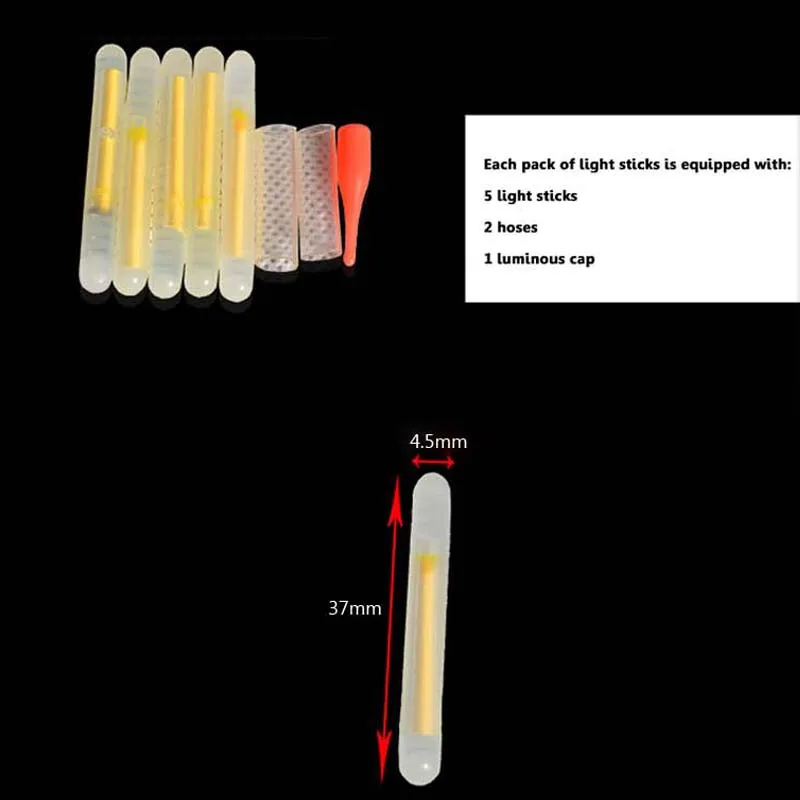 Varillas luminosas flotantes para pesca nocturna, palos de luz fluorescentes verdes para pesca, alarma de campana, 4,5x37mm, 25/50 Uds. - imagen 5