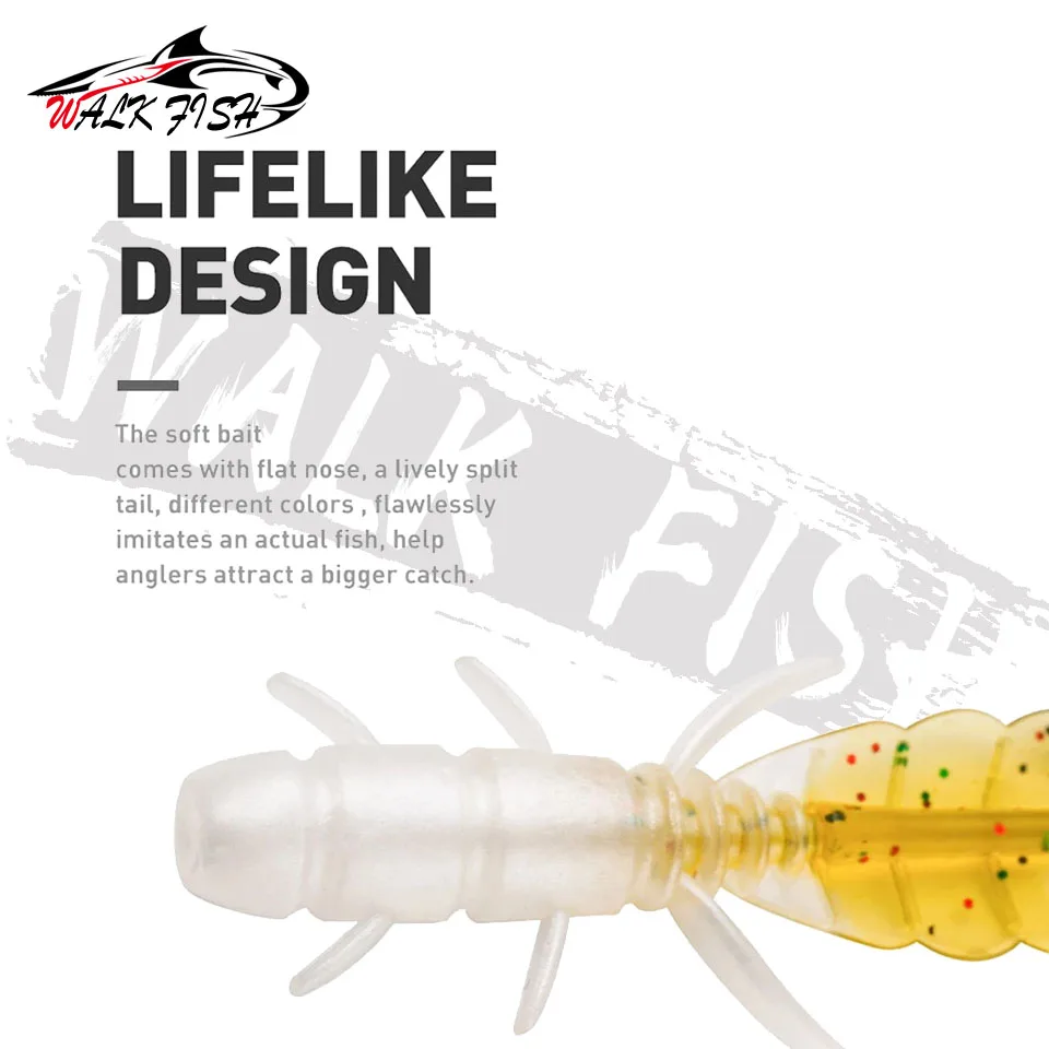 WALK FISH-señuelo de trucha suave, cebo de silicona, cebos de gusano artificiales, 75mm, 1,3g, Wobbler, Swimbait, Pesca Artificial, Leurre Souple, 5 uds. - imagen 4