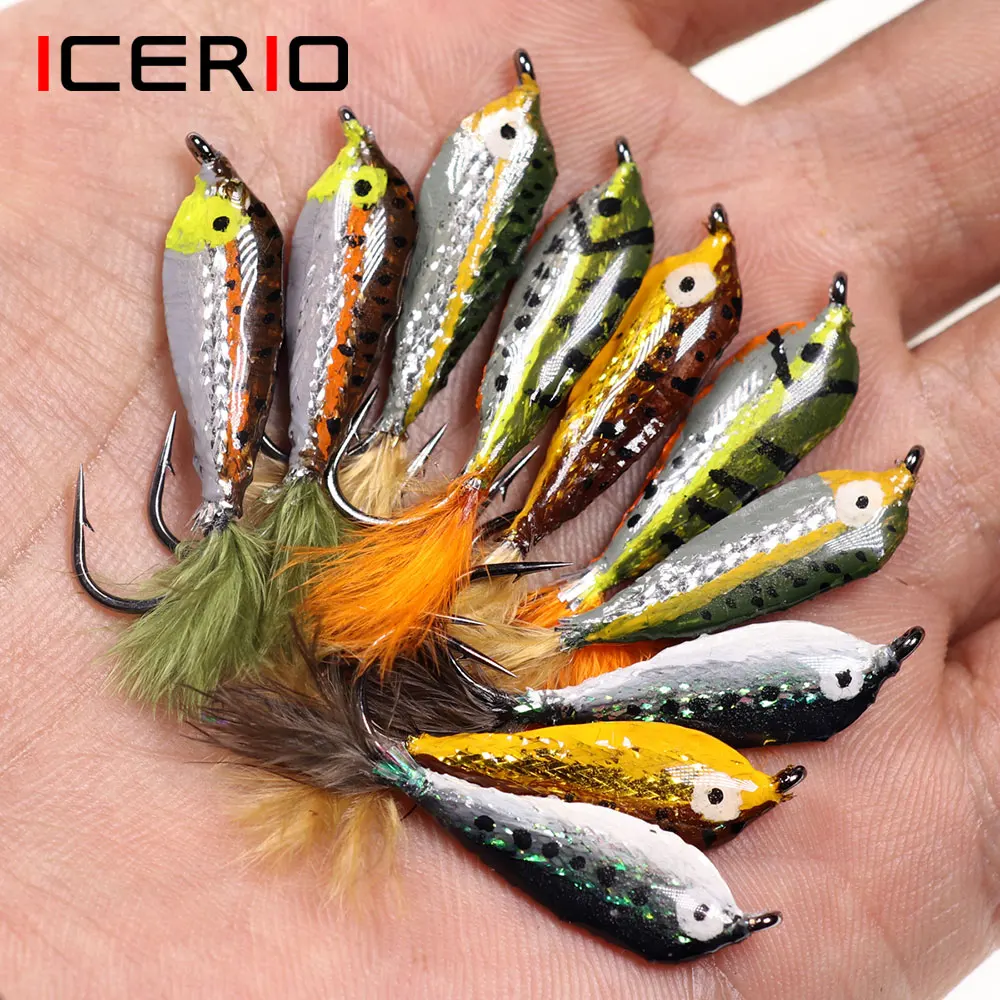 ICERIO-señuelo de pesca de trucha y arcoíris, cebo con cuerpo de epoxi, Minnows, Streamer, 3 piezas, #4
