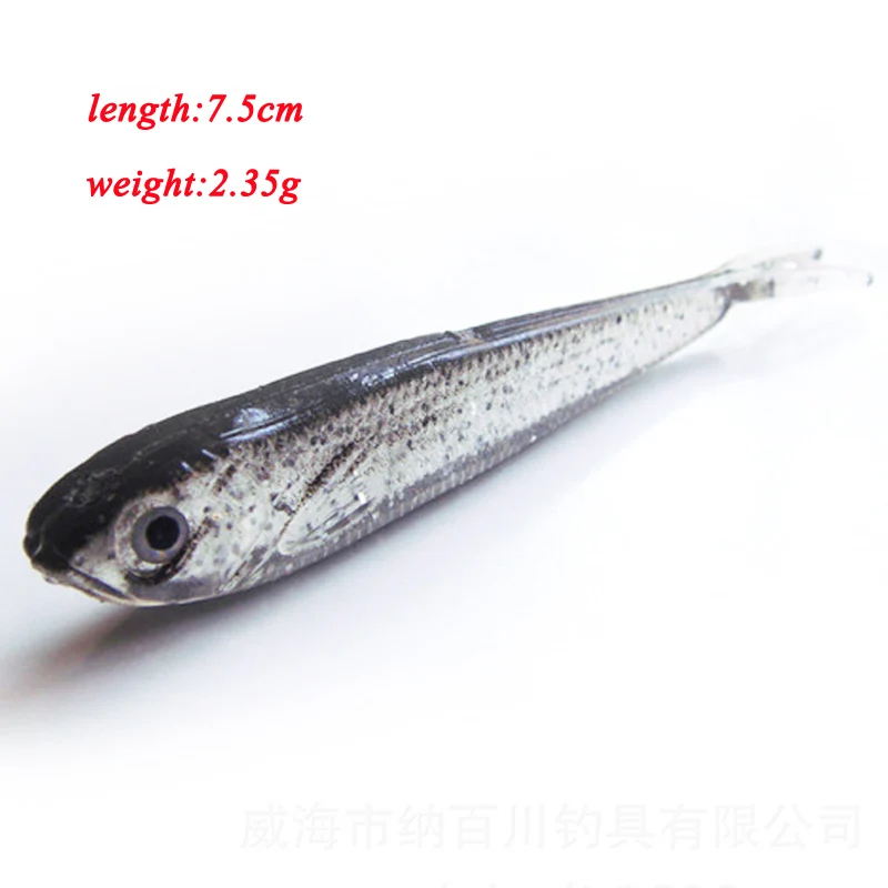 POETRYYI-señuelo suave de 75mm y 2,35g, cebo Swimbaits de silicona isca, gusano Artificial, Wobblers de peces, lubina, carpa, señuelo de pesca volador - imagen 2