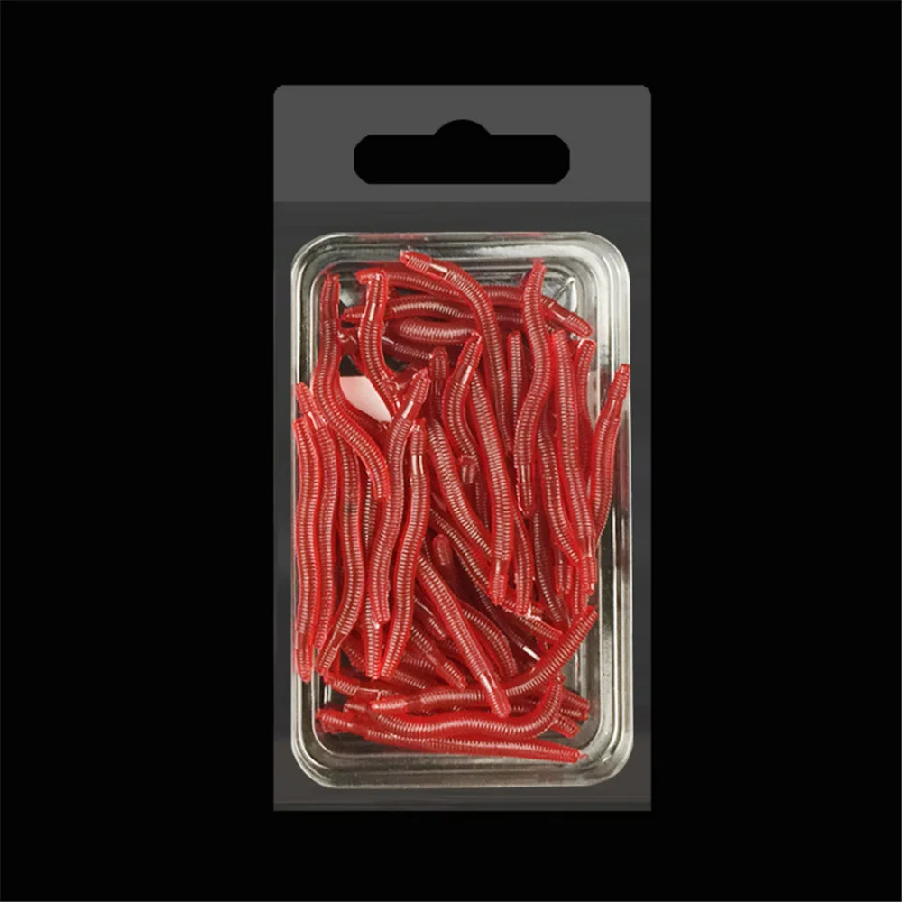 Cebo lombriz rojo realista silicona 35mm sabor camarón pesca - imagen 4