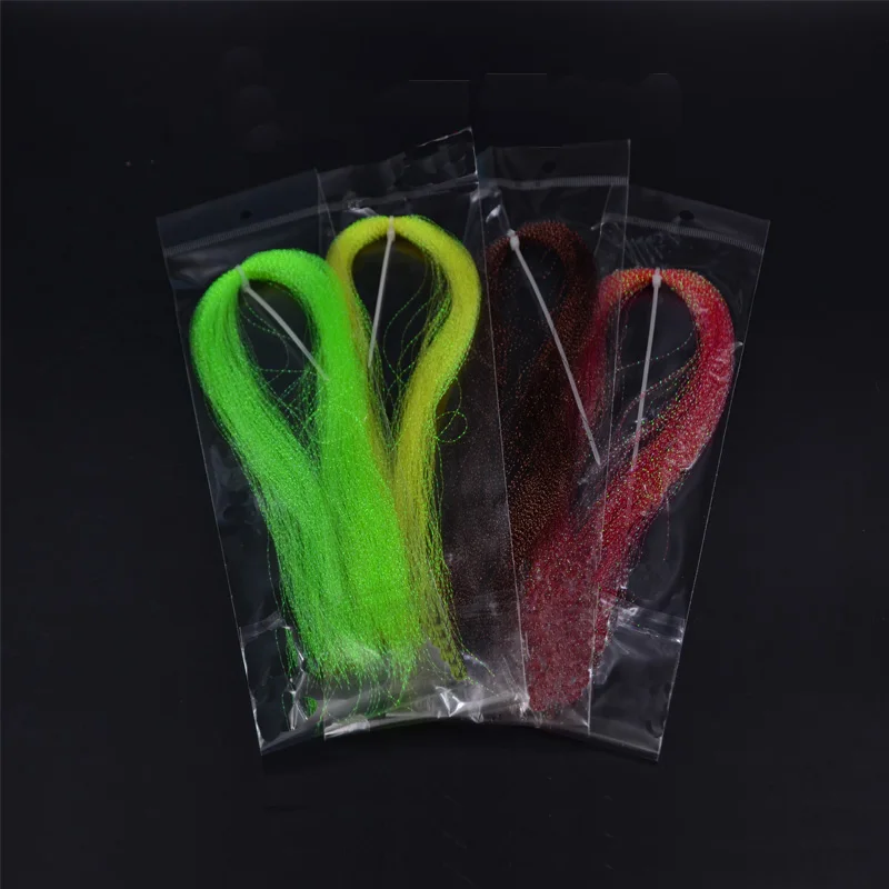 Anzuelo holográfico de Tinsel Flashabou, plantilla de atado de moscas de 8 colores, hebras trenzadas, señuelos de Flash de cristal, 4 piezas - imagen 5